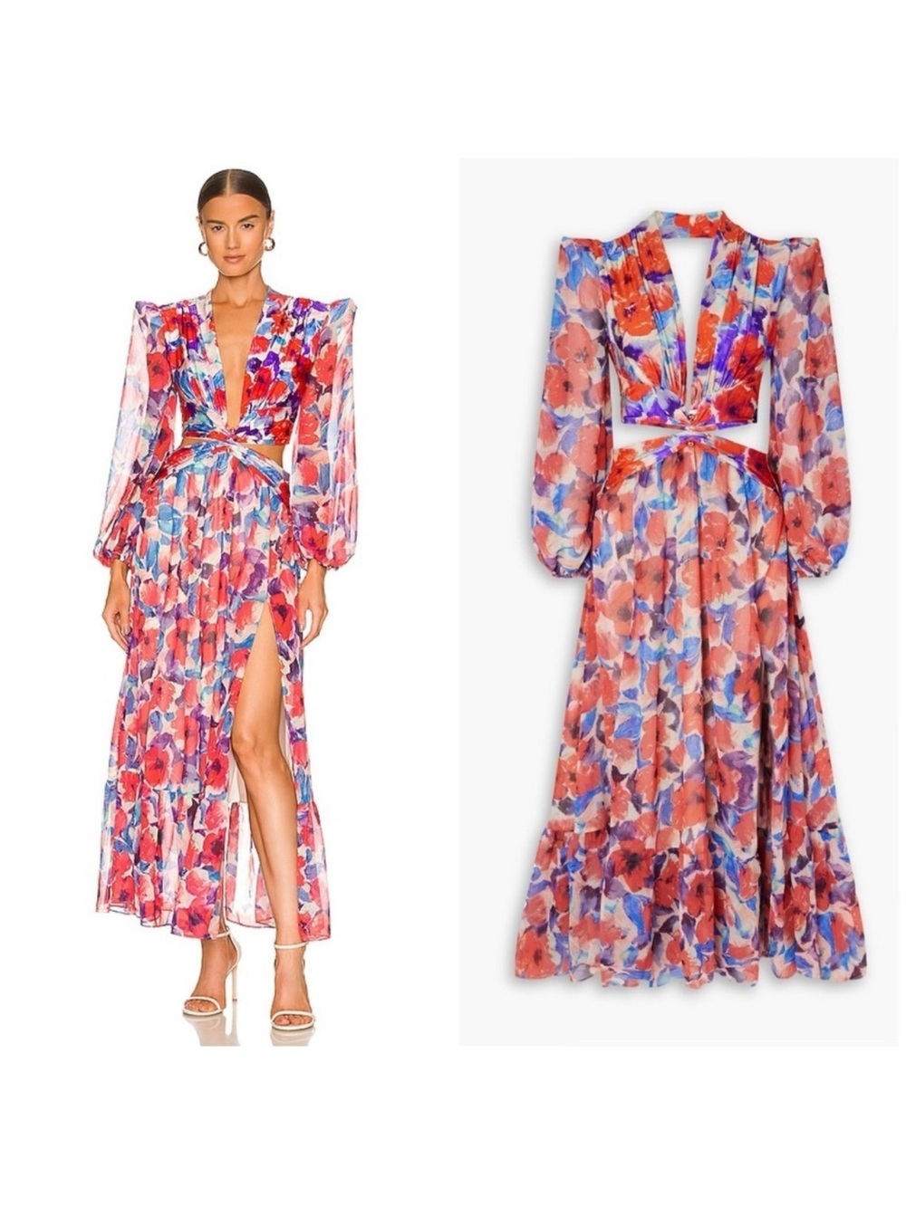 New PATBO Violet cutout floral-print stretch-jersey and chiffon dress Size Small